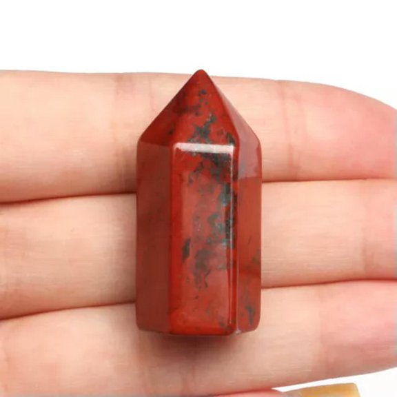 MATROOY 1PC Natural Hexagonal Crystal Quartz Mini Obelisk Tower Point Wand Healing Stone-1PC ( Random Pick)-Red Stone