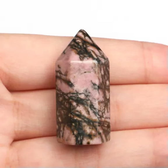 MATROOY 1PC Natural Hexagonal Crystal Quartz Mini Obelisk Tower Point Wand Healing Stone-1PC ( Random Pick)-Rhodochrosite