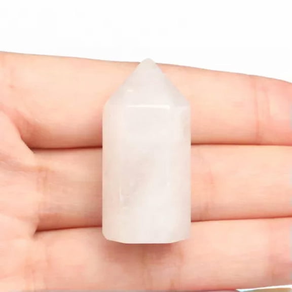 MATROOY 1PC Natural Hexagonal Crystal Quartz Mini Obelisk Tower Point Wand Healing Stone-1PC ( Random Pick)-White Jade