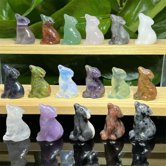 MATROOY 1PC Natural Mixed Wolf Skull Quartz Crystal Figurines Skull Reiki Healing Random