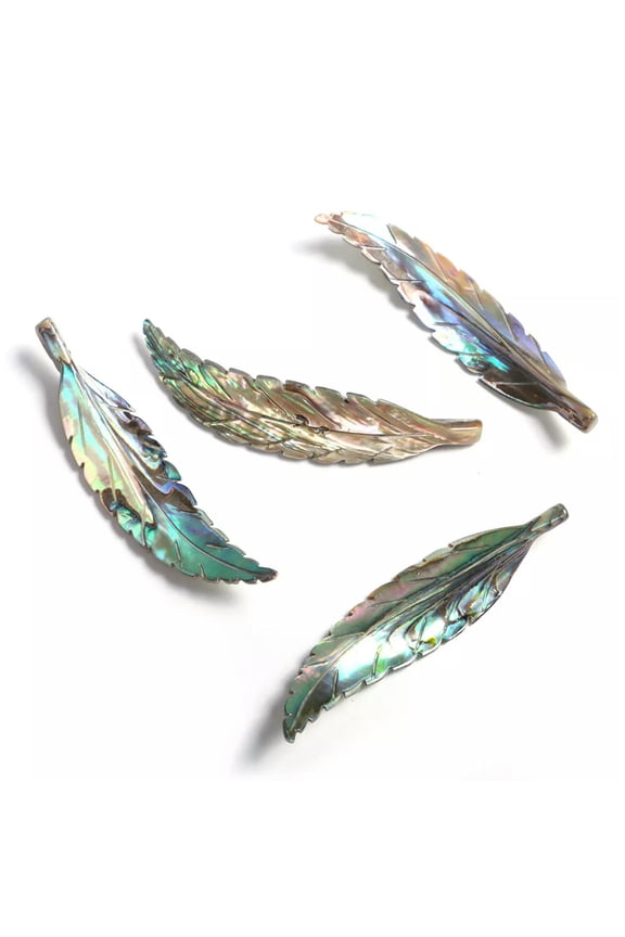 1PC Natural Paua Abalone Shell Leaf Pendant Multicolor Iridescent Jewelry DIY