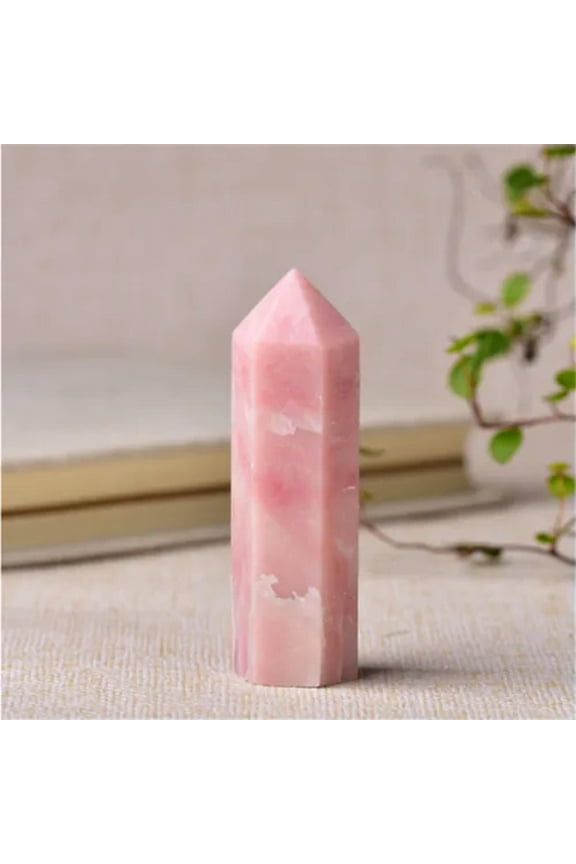 1PC Natural Pink Opal Tower Point Quartz Crystal Obelisk Wand Healing Gemstone-5-6cm