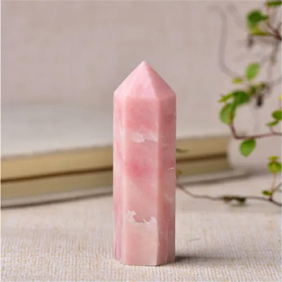 MATROOY 1PC Natural Pink Opal Tower Point Quartz Crystal Obelisk Wand Healing Gemstone-5-6cm