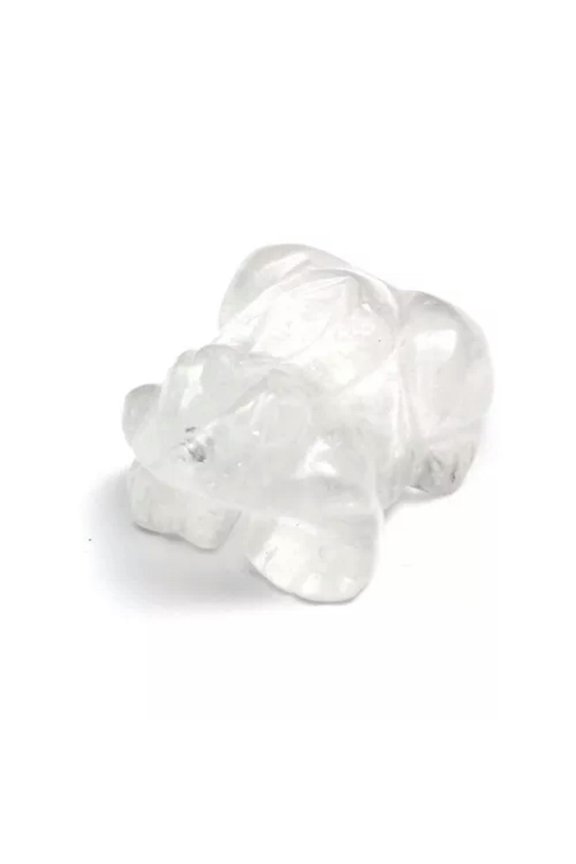 1PC Natural Quartz Crystal Animal Frog Hand Carved Mini Skull Healing Gift-Clear Quartz