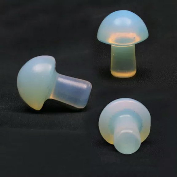 MATROOY 1PC Natural Quartz Crystal Mini Mushroom Carved Crystal Sculpture Reiki Healing-Opalite
