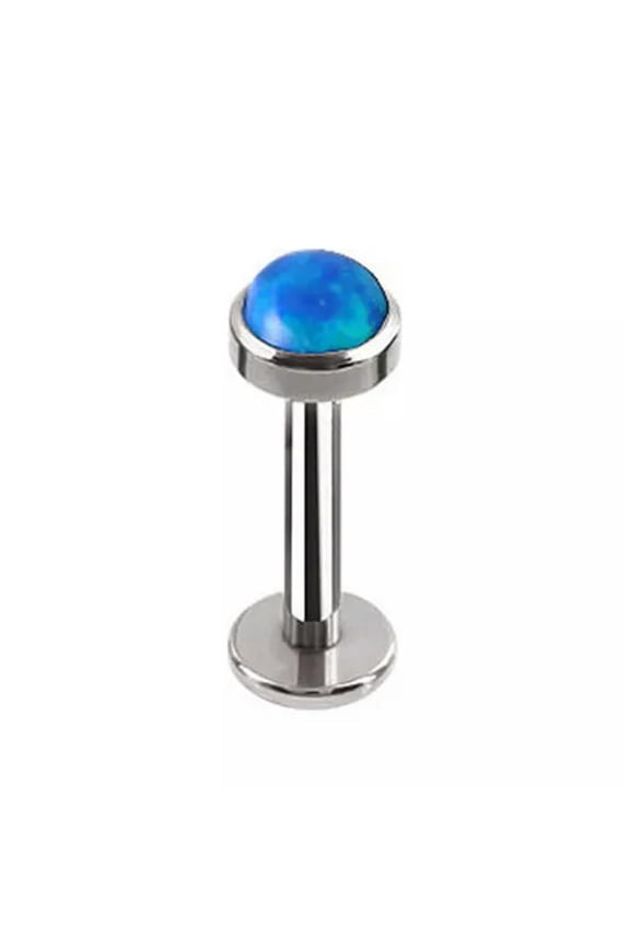 1PC Opal Lip Bar Ring Internally Threaded Ear Tragus Cartilage Stud Piercing-blue-1.2mm/6mm/5mm