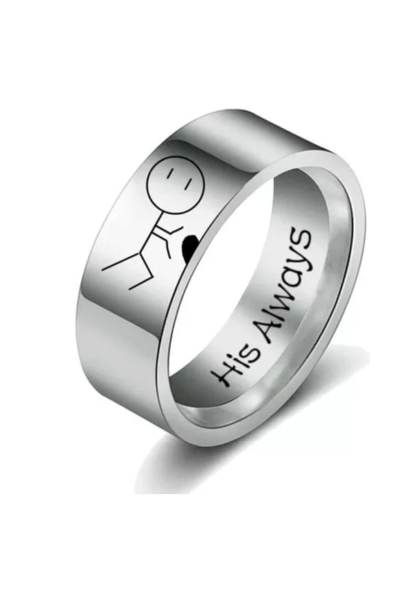 1PC Stainless Steel Couple Rings Friend Gift Promise Finger Ring Fashion Jewelry-Silver B-6