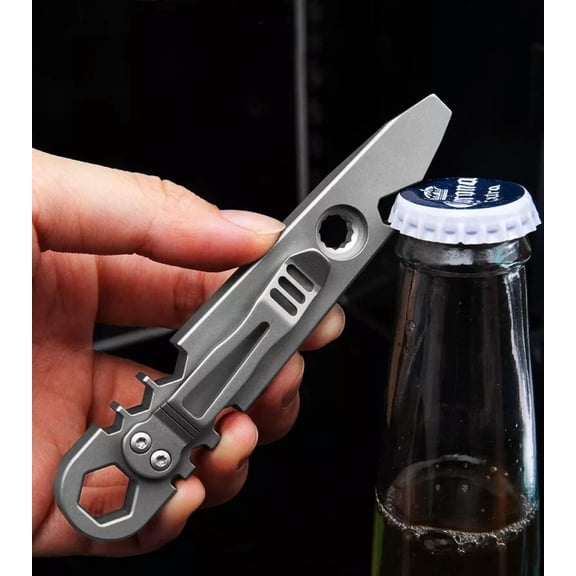 MATROOY 1PC Titanium Alloy Pocket Pry Bar Ratchet Wheel Crowbar EDC Outdoor Multi Tools