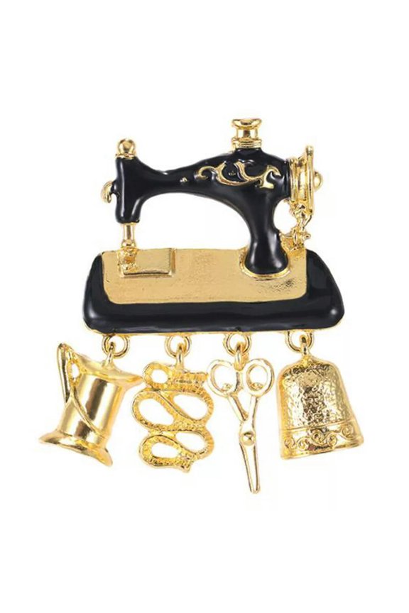 1PC Vintage Style Sartorius Sewing Machine Brooch Pins in Gold Color Pla_tu