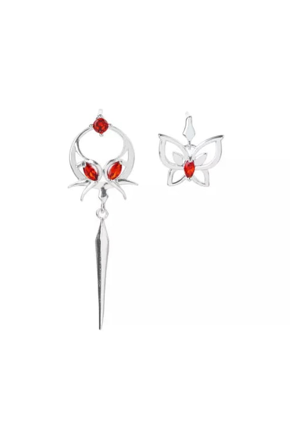 1Pair Anime Irregularity Pendant Ear Stud Women Silver Color Earrings Jewelry-1