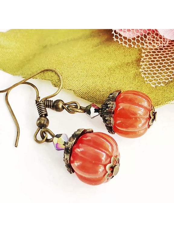 1Pair Creative Funny Pumpkin Pendant Earrings Halloween Pumpkin Stud Earrings