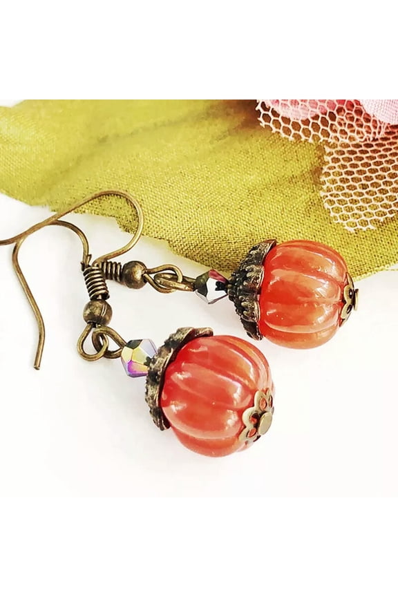 1Pair Creative Funny Pumpkin Pendant Earrings Halloween Pumpkin Stud Earrings