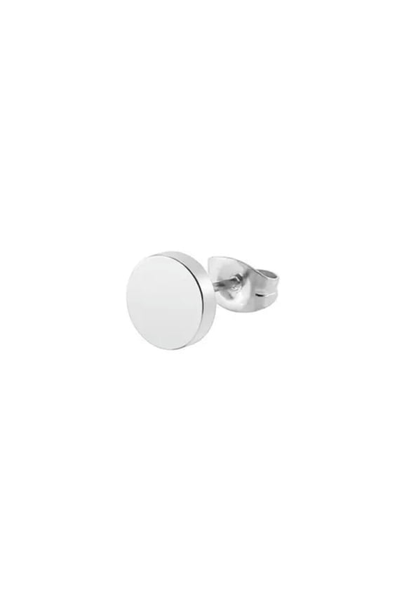 1Pair Flat Round Barbell Stud Earrings Stainless Steel Mens Womens Gym 4-12MM ➳-silver-10mm