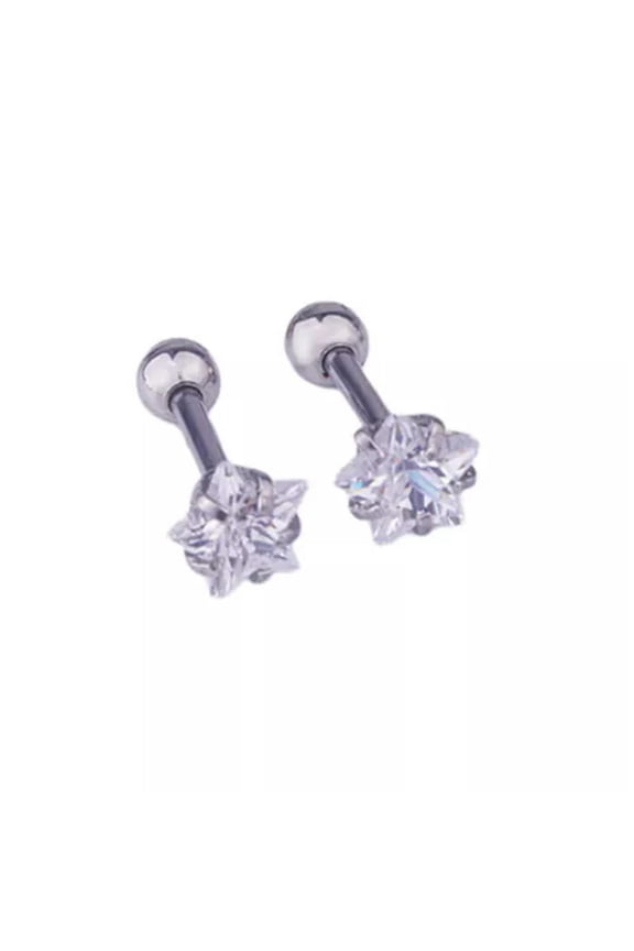 1Pair Stainless Steel Ear Stud Piercing Tragus Barbell Studs Earrings CZ US --silver 5mm