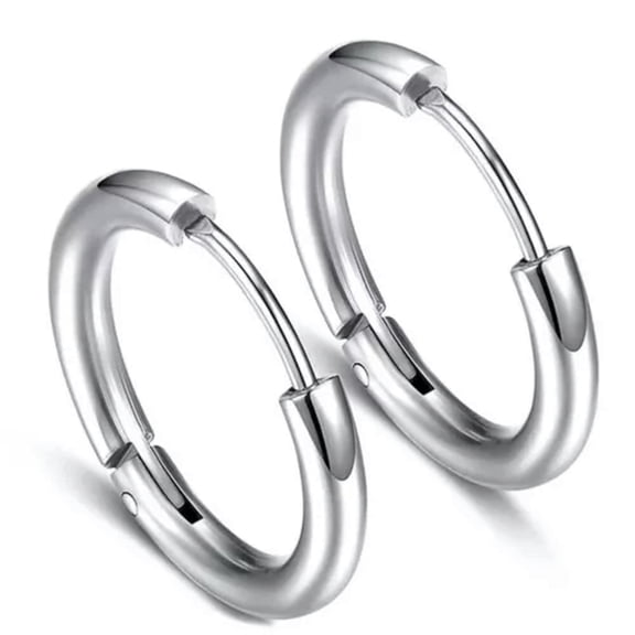 MATROOY 1Pair Surgical Steel Segment Nose Septum Clicker Ear Helix Tragus Ring HoopPunk--Silver-2.5*10mm