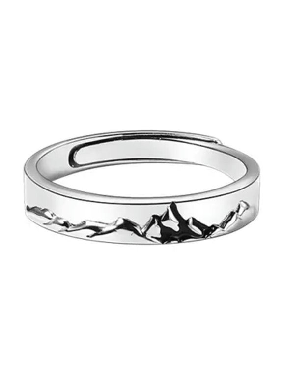 1Pc Adjustable Opening Ring Copper Mountain Wave Printed Finger Couple Ring-Mountain-Resizable