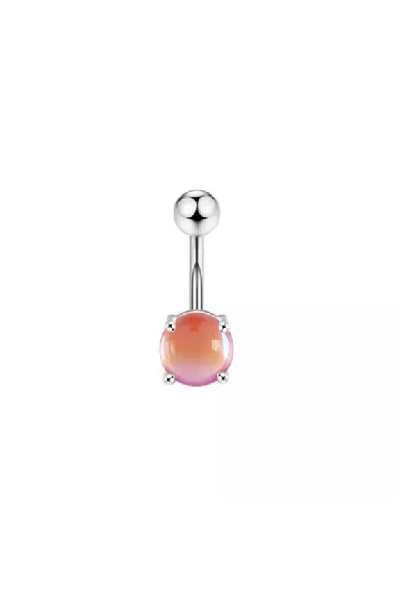 1Pc Cat Eye Belly Button Ring Navel Ring Stainless Steel Barbell Stud Piercing-Red