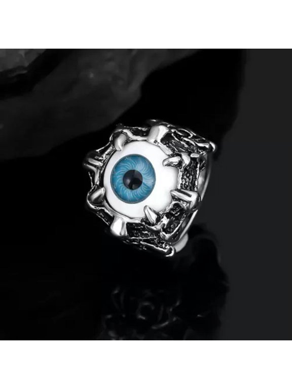 1Pc Evil Eye Biker Mens Ring Stainless Steel Gothic Skull Dragon Claw Blue*Y-_yi-US 8