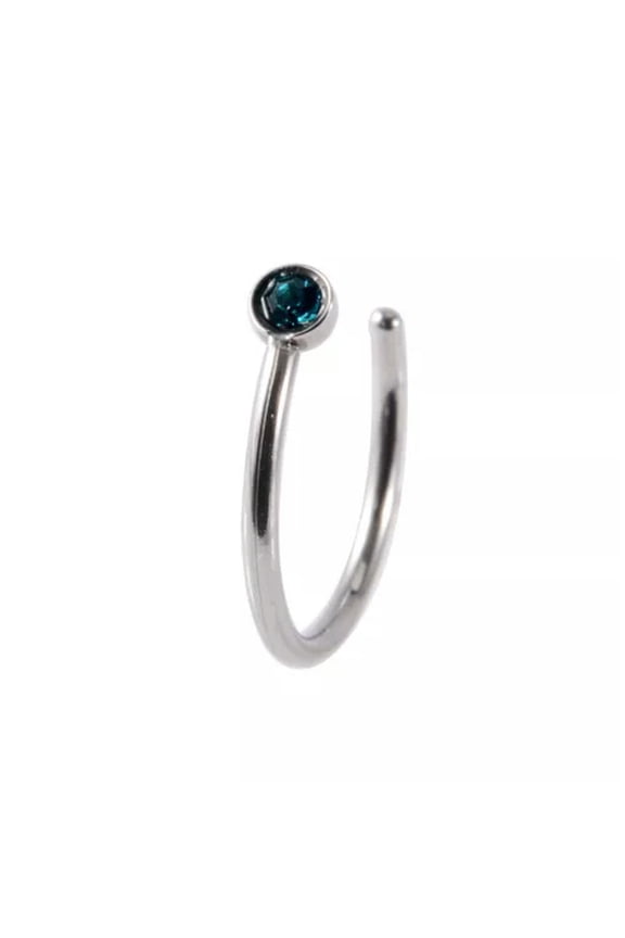 1Pc Fake Piercing C-Shaped Stainless Steel Nose Ring Clip Lip Ring Body Jewelry-Blue