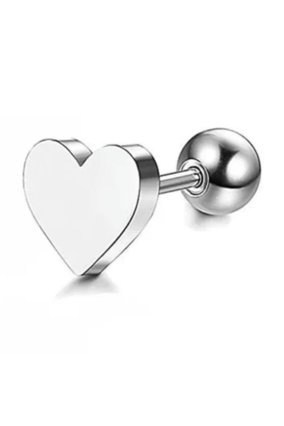 1Pc Stainless Steel Love Heart Ear Helix Cartilage Body Piercing Earrings St-Silver