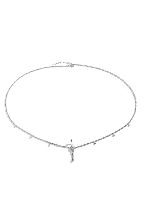 1Pc Tassel Belly Button Ring Waist Chain Sexy Beach Accessories Women Girls-Silver