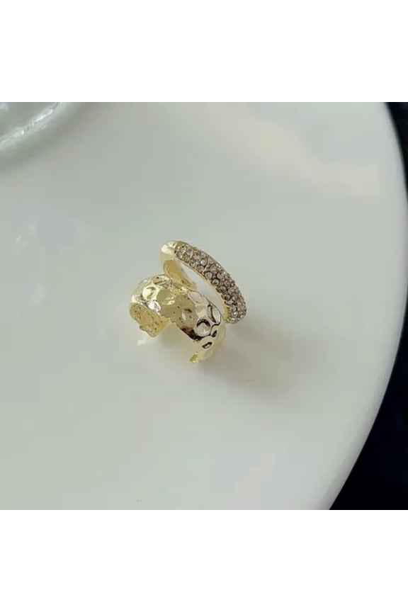 1Pc Zircon Double-layer Ear Clip No Piercing Ear Bone Clip C-Shaped Ear Clip-Gold
