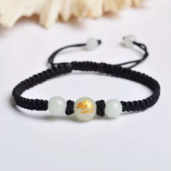 MATROOY 1Pc Zodiac Black Rope Glow In The Dark Beads Bracelet Luminous animals Jewelry-Rat