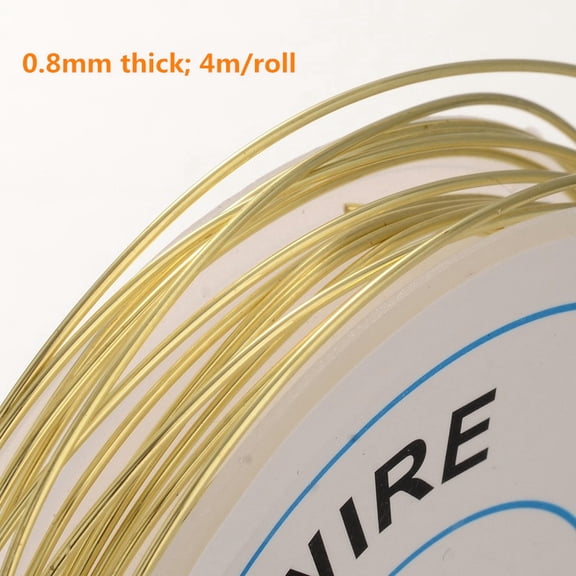 MATROOY 1Roll Copper Jewelry Wire Cord Thread Diy Crafting Making Gold Beading Findings-0.8mm thick; 4m/roll