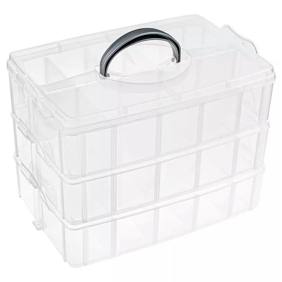 MATROOY 1box Plastic Bead Containers Three Layers A Total of 24 Compartments Clear