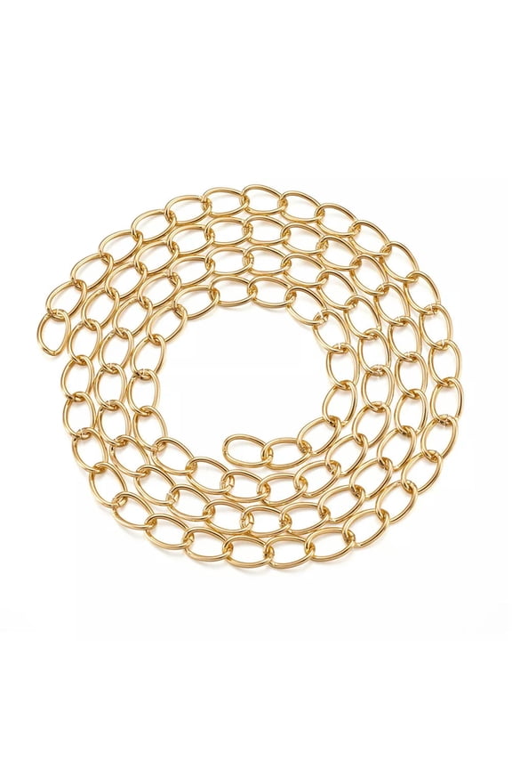 1meter Aluminium Twisted Chains Unwelded Oval Curb Necklaces Chains Golden