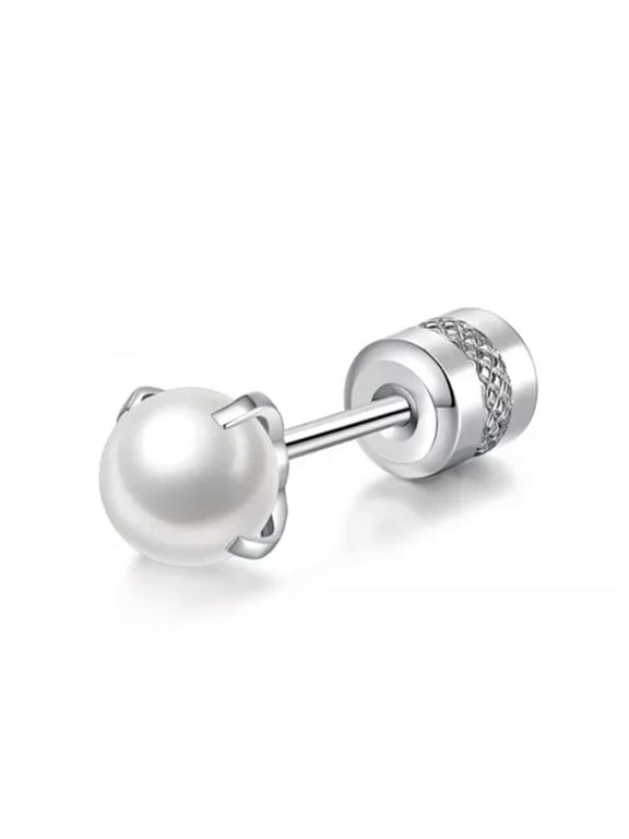 1pair Piercing Screw Earring Piercing Jewelry Stud Earring Unisex Jewelry --white-4mm