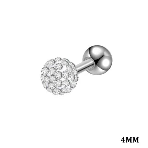 MATROOY 1pc Crystal Ball Earrings Ear Tragus Cartilage Piercings Ball Earring Conch WY4-1.2x6x4mm