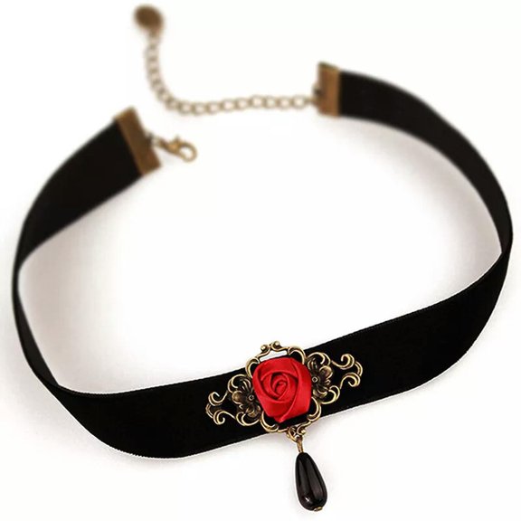 MATROOY 1pc Elegant Rose Choker Necklace for Women Accessories Gothic Party Jewelry
