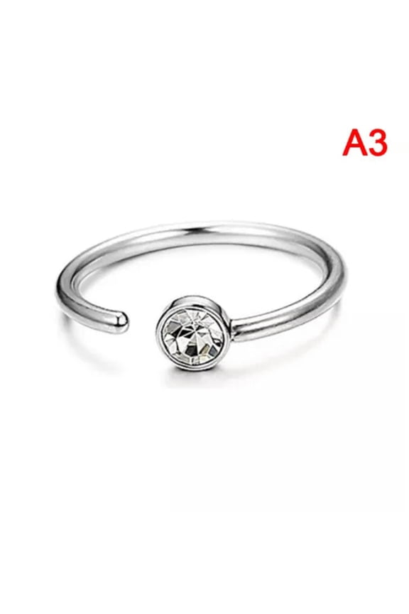 1pc Fashion Steel Nostril Nose Hoop For Women Stud Ring Clip on Fake Pierci-N8-Silver