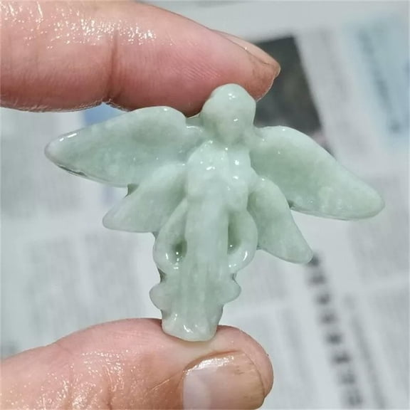 MATROOY 1pc Natural Lushan jade Angel Carved skull Quartz Crystal skull Reiki Healing