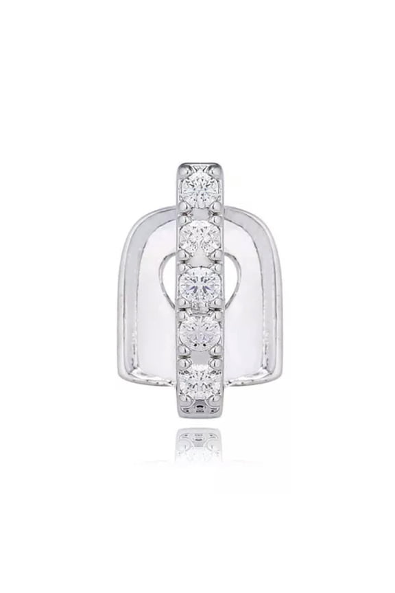 1 Pc Gold Silver Color Dental Grills Crystal Stick Shape Punk Gold Tooth Cover/-silver