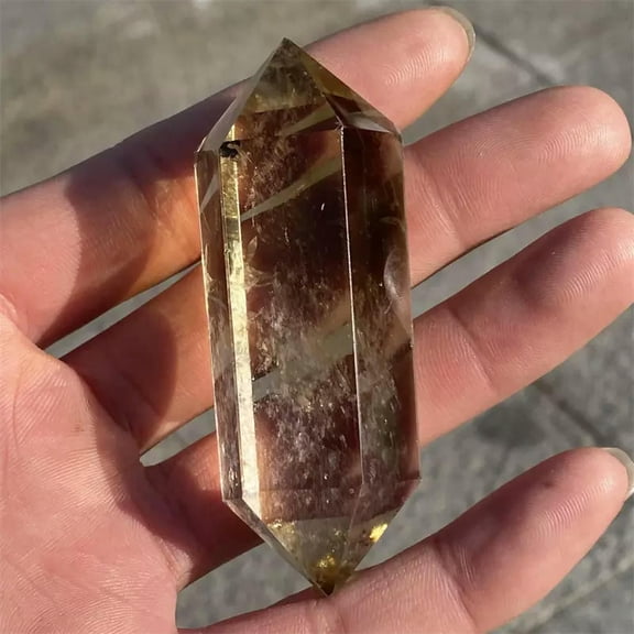 MATROOY 1pcs Natural citrine obelisk quartz crystal wand double point gem reiki healing