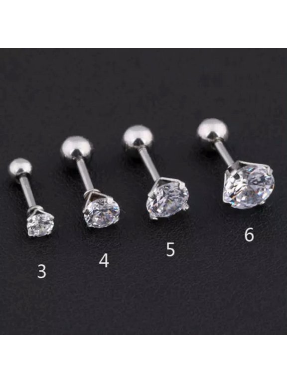 1x Eardrop Ear Stud Earrings Stainless Steel Piercing Earring Tool Personality --silver-5MM