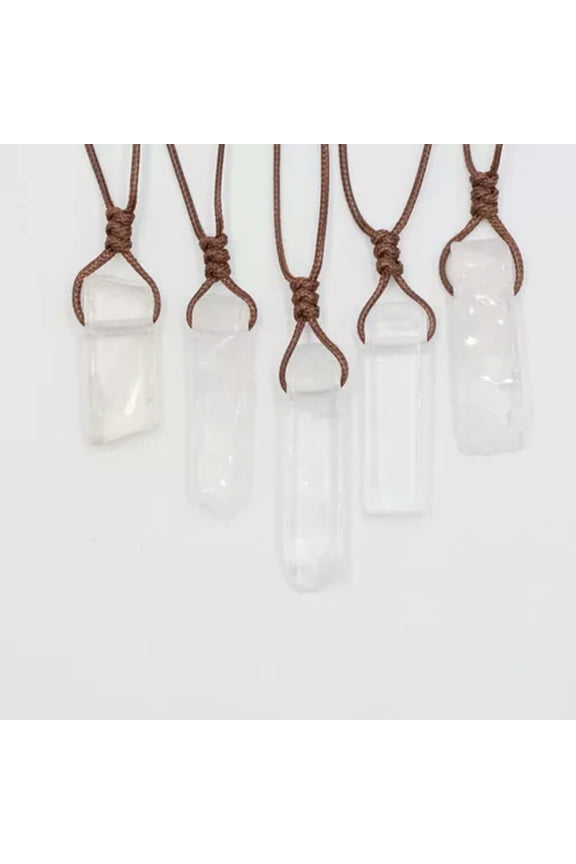 1xNatural Crystal Pendulum Quartz Stone Pendant Chakra Healing Gemstone Necklace-Clear Quartz