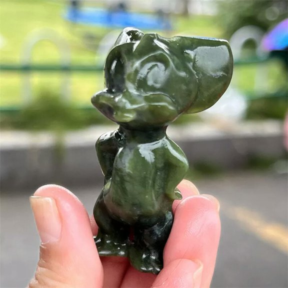 MATROOY 2.2" Natural South jade Mouse skull quartz crystal Gem skull Reiki Healing 1pc