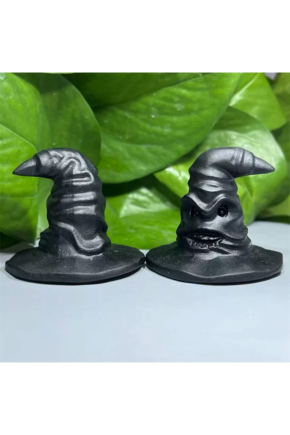 2.2" Natural obsidian Wizard hat skull quartz crystal Carved skull Healing 1pc