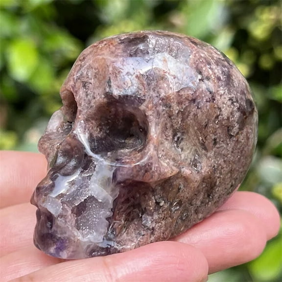MATROOY 2.4" Natural Fluorite Carved Skull Quartz Crystal Skull Figurines Healing 1PC