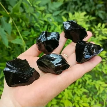 MATROOY 2" (5cm) Raw Rough Black Obsidian Stone Chunks Healing Energy Crystal Gifts-2