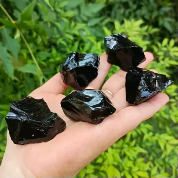 MATROOY 2" (5cm) Raw Rough Black Obsidian Stone Chunks Healing Energy Crystal Gifts-2