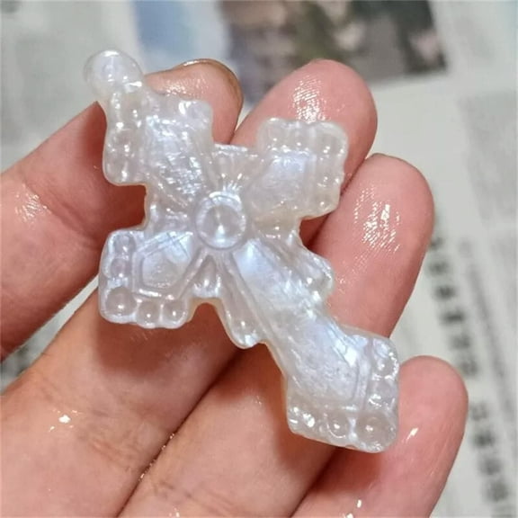 MATROOY 2" A++ Natural Moonstone Carved Cross Skull Quartz Crystal Skull Healing 1PC