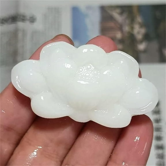 MATROOY 2" A++ Natural White Jade Lotus flower Skull Quartz Crystal Skull Healing 1PC