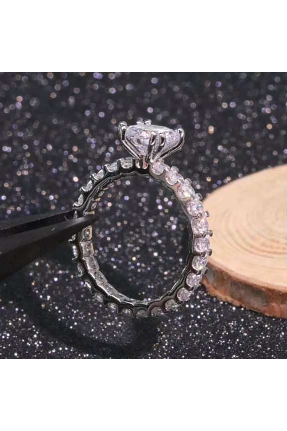 2 Carat Crystal Stone 925 Silver Rings Womens Wedding Engagement Rings-7