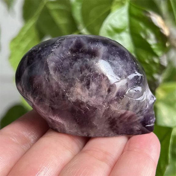 MATROOY 2" Carved Natural y Amethyst alien skull Quartz Crystal Skull healing 1pc