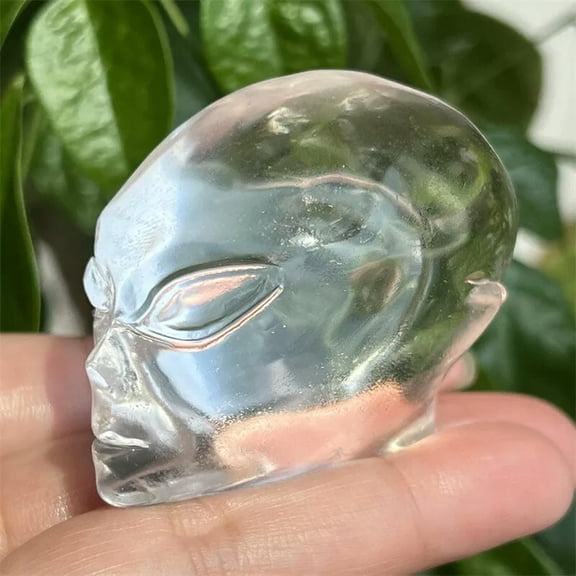 MATROOY 2"+ Carved Smelting alien Quartz Skull Crystal Skull Reiki Gem Healing Gift 1pc