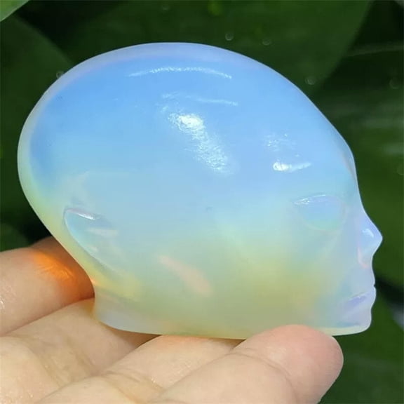 MATROOY 2" Hand Carved Opalite alien skull Quartz Crystal Skull gem reiki healing 1pc